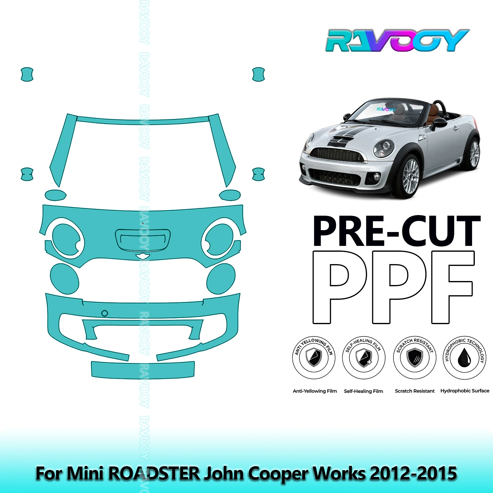 RAVOOY Custom-Fit Precut TPU PPF Front Kit Clear Bra Stone Guard EU UK For Mini ROADSTER John Cooper Works 2012-2015