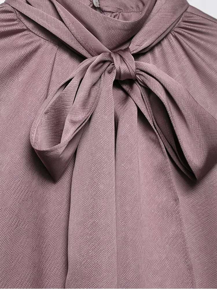 2025 Autumn New Women's Blouse Long Sleeve  Fashion Tie Bow Long Sleeve Pullover Scarf Neck Top Casual Elegant Female Clothing