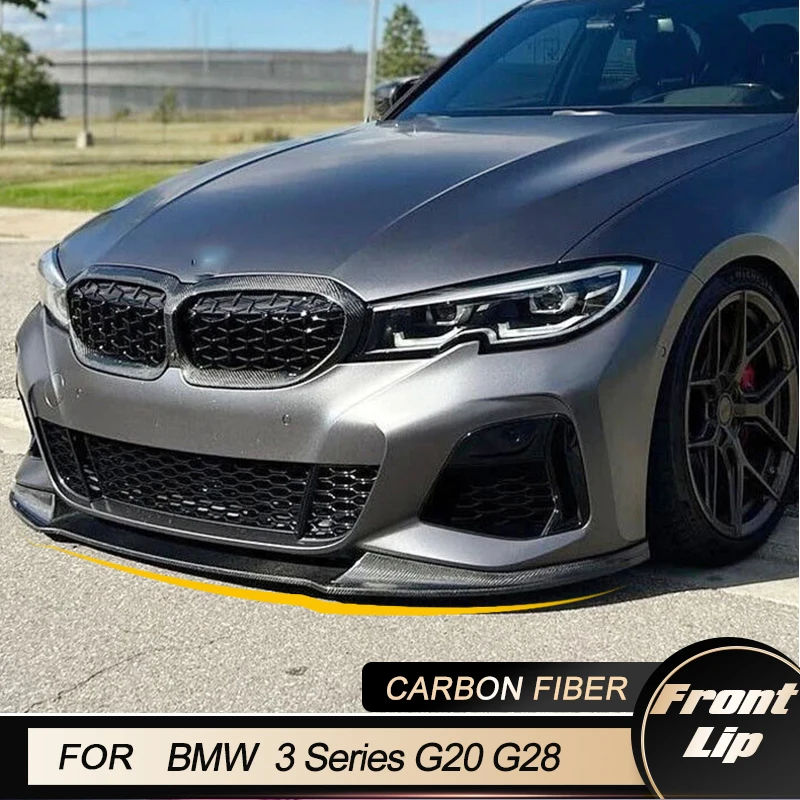 

Car Front Bumper Lip Spoiler for BMW 3 Series G20 G28 M Sport 2020-2022 Front Lip Chin Apron Splitters Body Kit Carbon Fiber