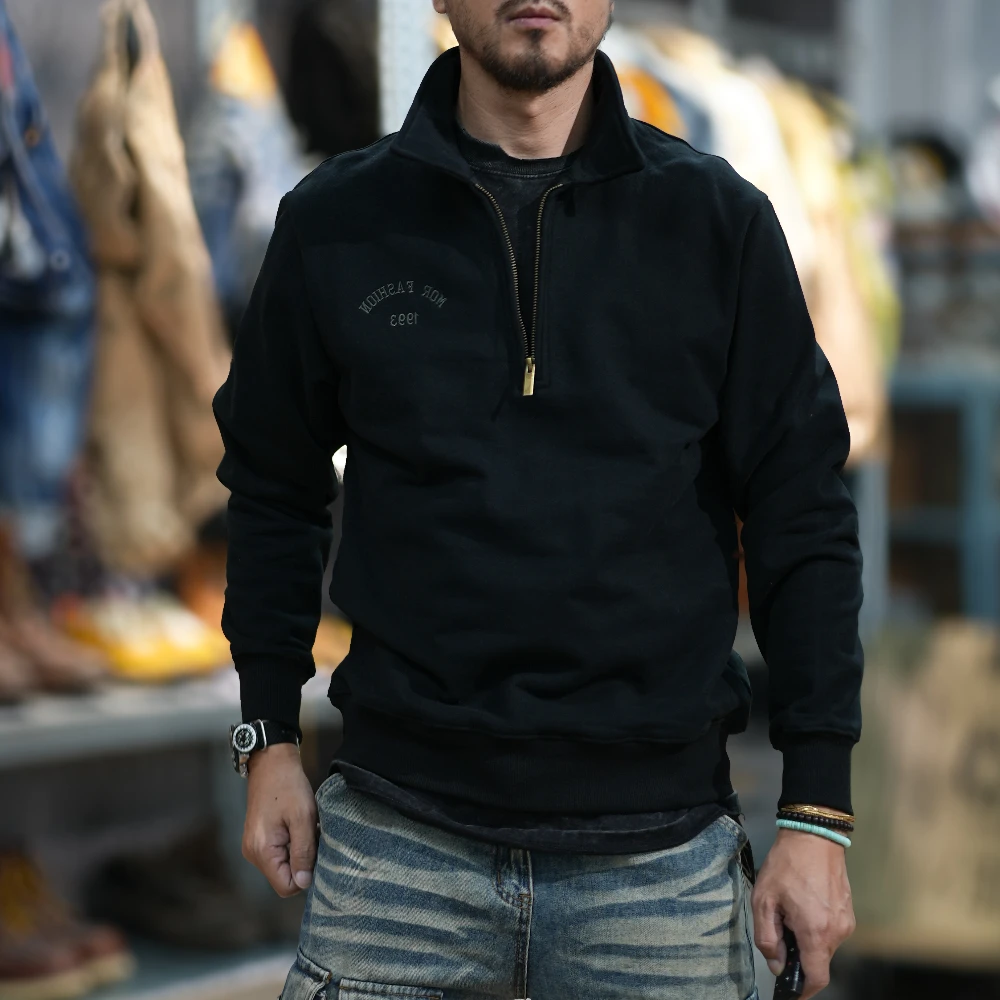 Tide brand new spring and autumn wool circle cotton thickened hooded V-neck loose clothes long sleeve pocket cargo wind hoodie