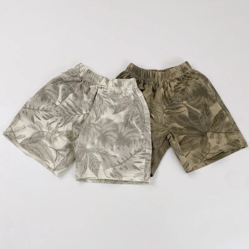 Kids Shorts 2026 Summer Pants for Boys Girls Leaf Printing Children Trousers Baby Casual Sports Five-point Pants Toddler Joggers