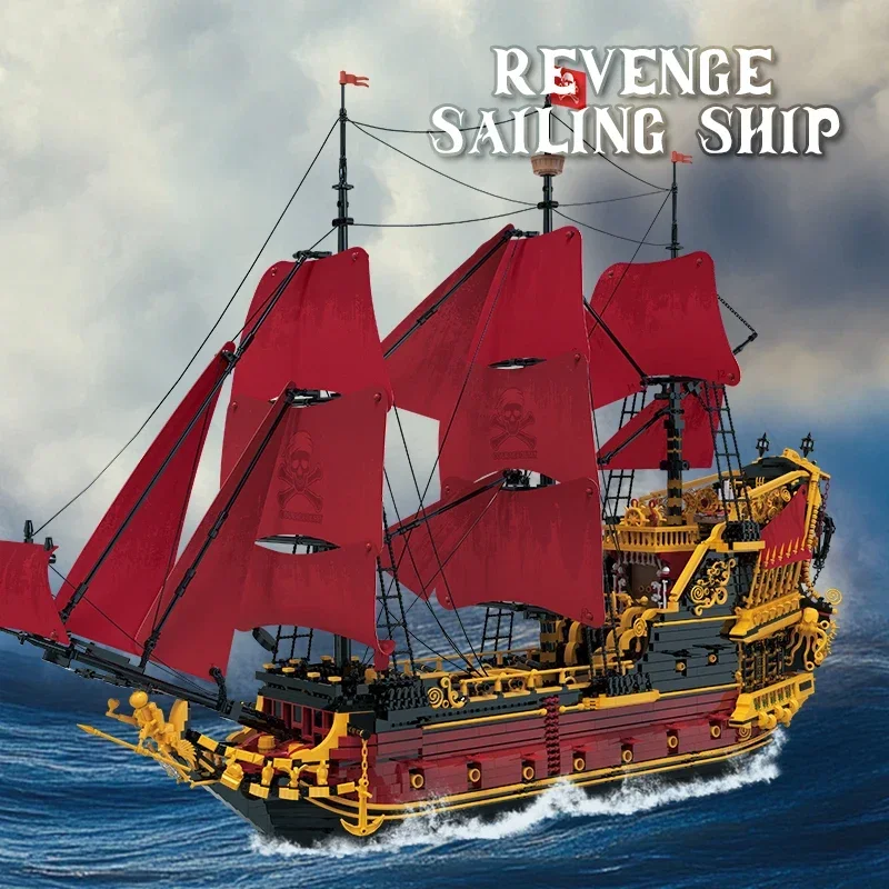 

5600 шт. красный пиратский корабль, строительные блоки, месть, модель парусного корабля, кирпичи, украшения для рабочего стола, детские игрушки «сделай сам», праздничные подарки