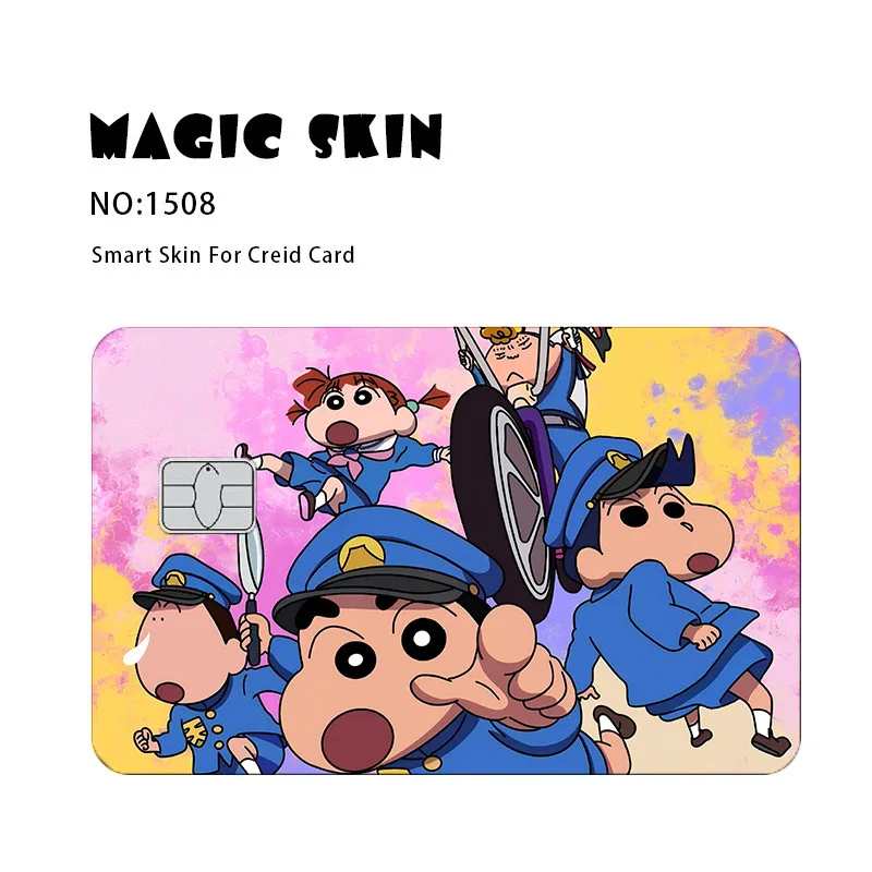 kawaii Anime Crayon Shin-Chan Poker Sticker Film Tape Skin for Credit Card Debit Card Cartoon Waterproof Stickers Small Chip