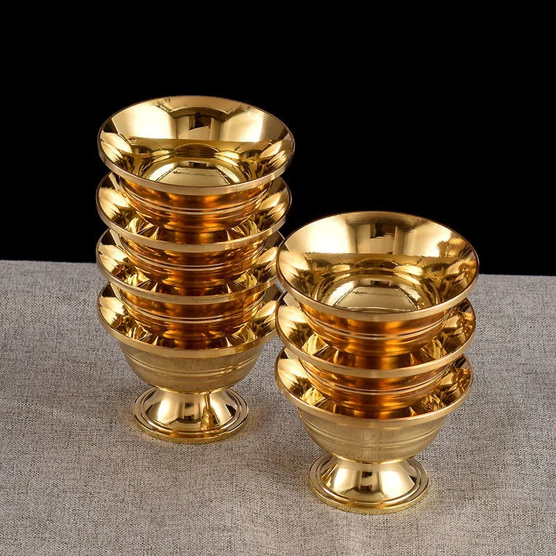 7pcs Brass Tantric Bowl Auspicious Luster 5.7cm  Goblet Tibetan Bowl Holy Water Cup Buddhist Desktop Decorative Home's Gift