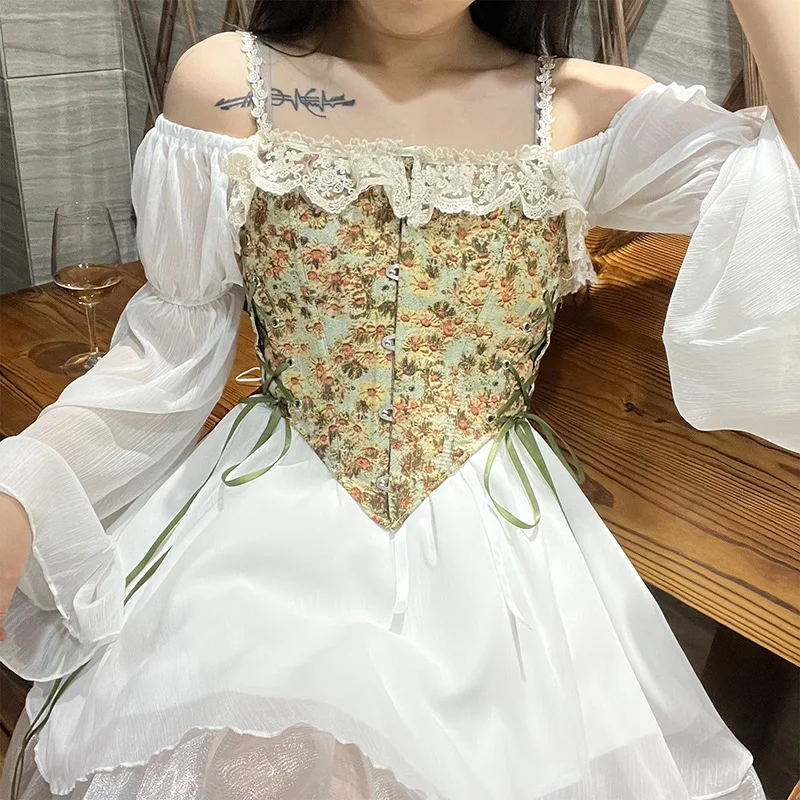 

Sunflower Yellow Corset for Women Sexy Sleeveless Shoulder Straps Bustiers Vest Vintage Gothic Lace Up Shapewear Hot Lingerie