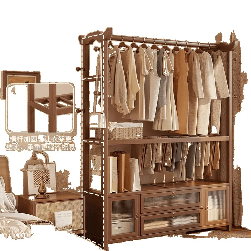 

Floor-to-ceiling hanger with drawers, bedroom hanger, bedside clothes storage vertical