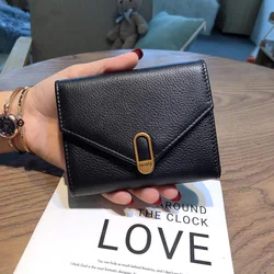 2024 New Short Women Wallets Real Leather Billfold Original Design Envelope Purses For Ladies Soft Calfskin Wallet Birthday Gift