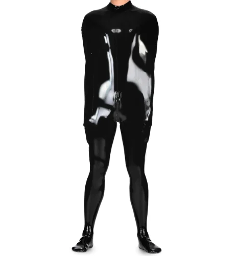 Makeup ball latex rubber black sleeping bag tight fitting jumpsuit sleeveless   suit S-XXL