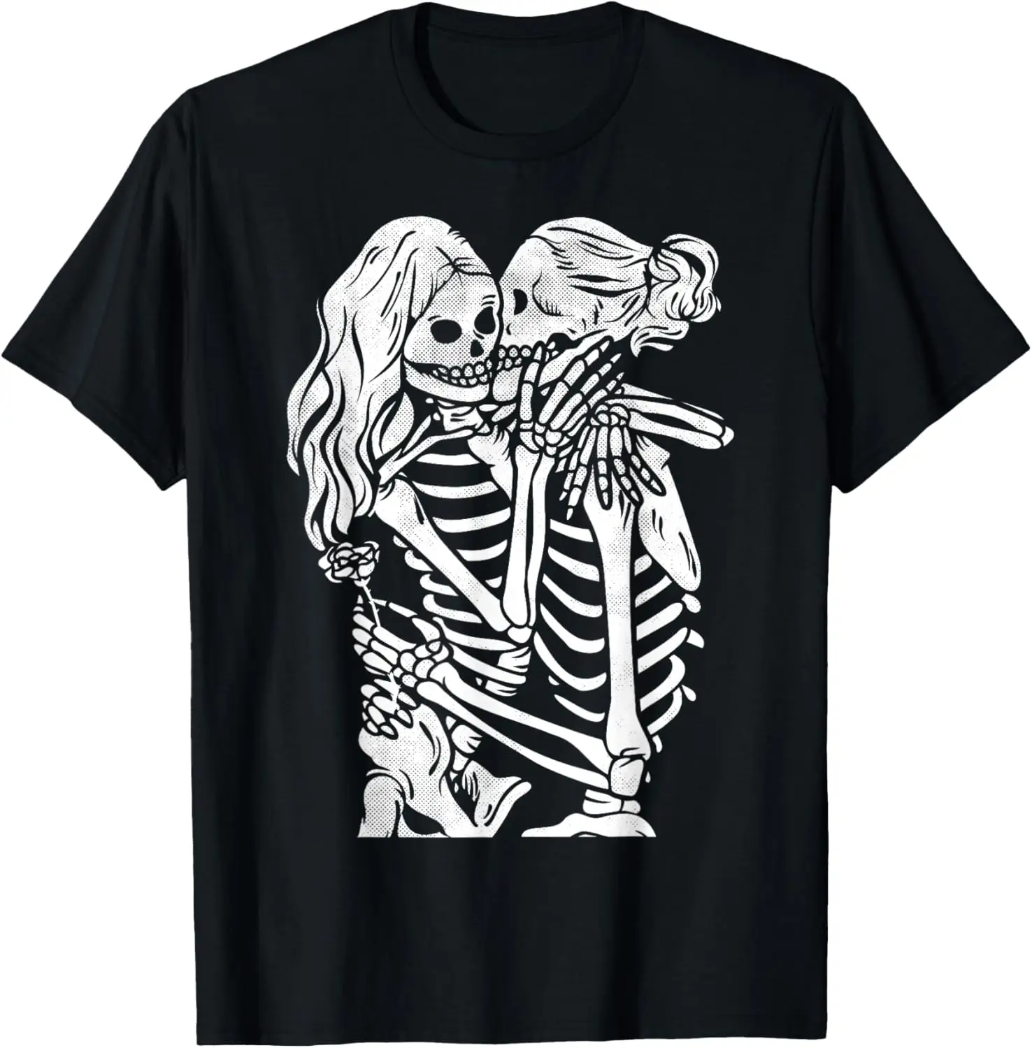 

Lesbian LGBTQ Woman Skeletons Rose Honeymoon Lovers Kissing T-Shirt