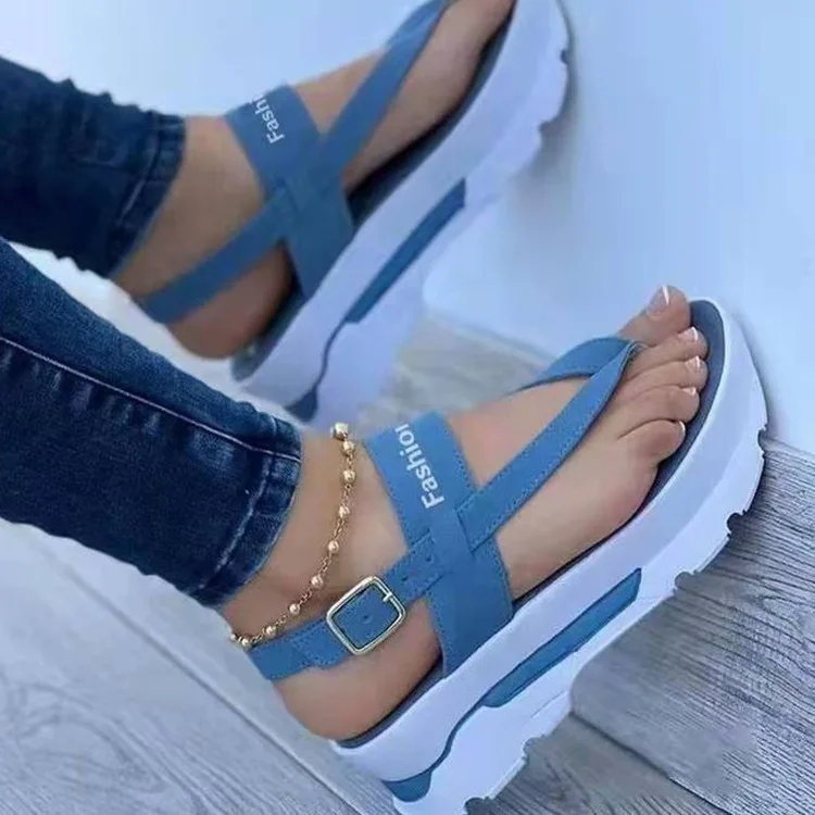 2022 Fashion Wedge Female Platform Buckle Strap Street Summer Shoes Punk Beach Wedges Women Sandals Chunky Sandalias De Mujer