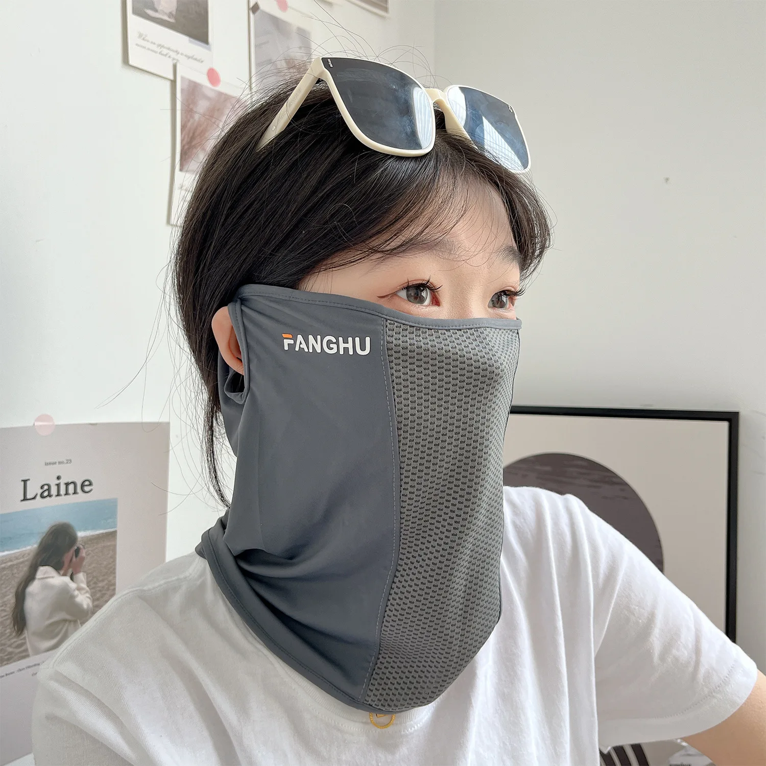 Summer UV Protection Sunscreen Mask Face Scarf Cycling Sunscreen Ice Silk Mask Face Cover Neck Wrap Cover Breathe Traceless Thin