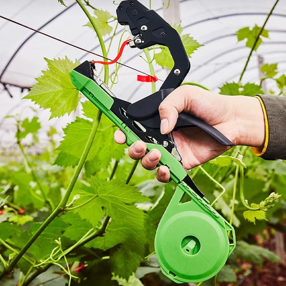 Durable Manganese Steel Blade Plant Tying Machine Fast Easy Garden Taping Tool Green Spare Tapes Included Plant Tying Tool