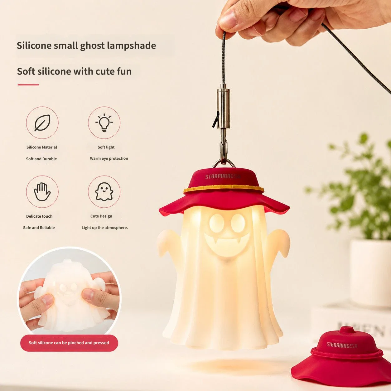 Cute Halloween Ghost Shape Silicone Camping Lantern Shade Goalzero/38Explore Lampshade Compatible With Various Camping Lights view 2