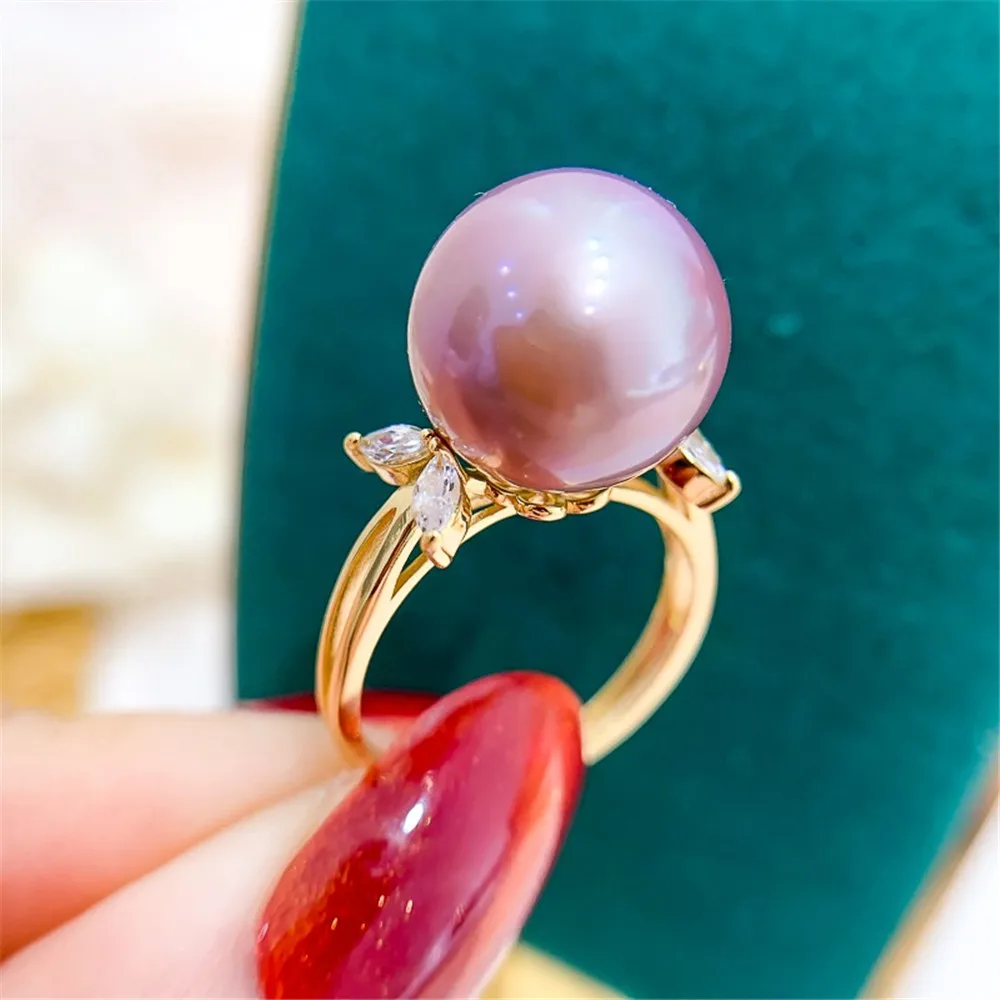 

DIY Pearl Ring Accessories S925 Sterling Silver Ring Empty Set Fashion Edition Ring Silver Set Fit 11-12mm Round Beads Z204