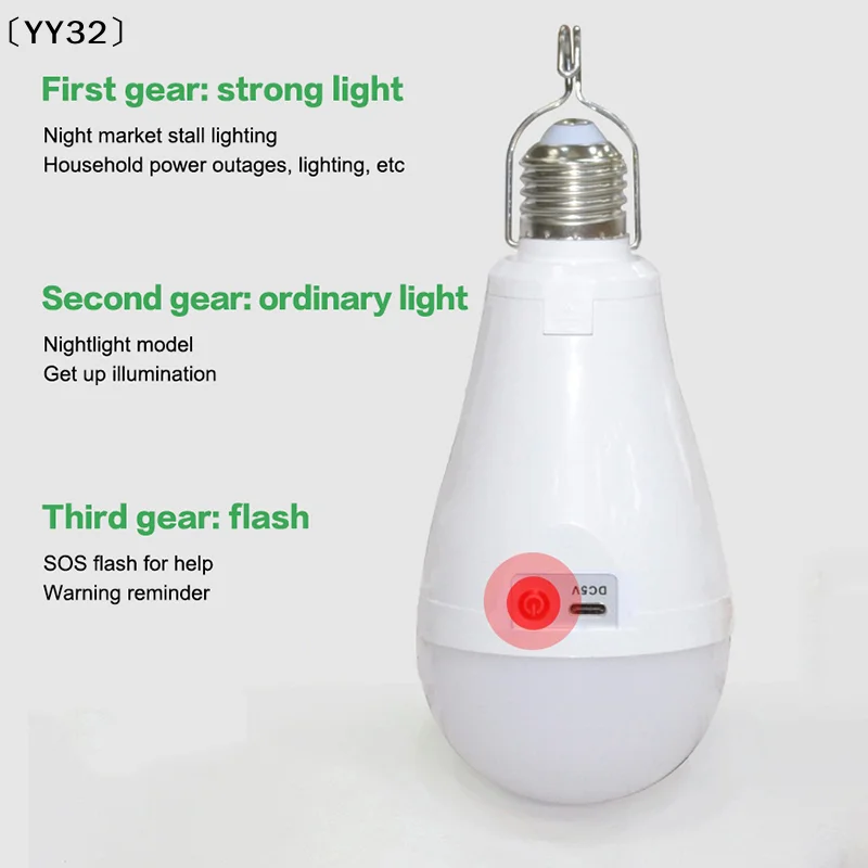 Flicker-Free LED Bulb Light Portable 20W 30W Emergency Bulb Courtyard Outdoor Bulb Power Failure Emergency image 5