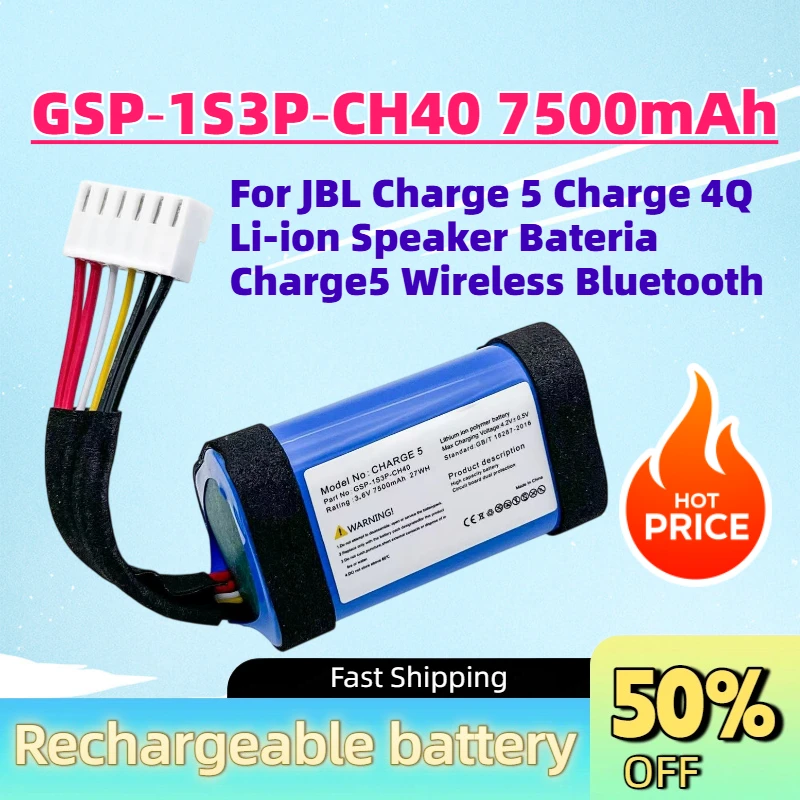 New GSP‑1S3P‑CH40 7500mAh 3.6V Replacement Battery for JBL Charge 5 Charge 4Q Li-ion Speaker Bateria Charge5 Wireless Bluetooth