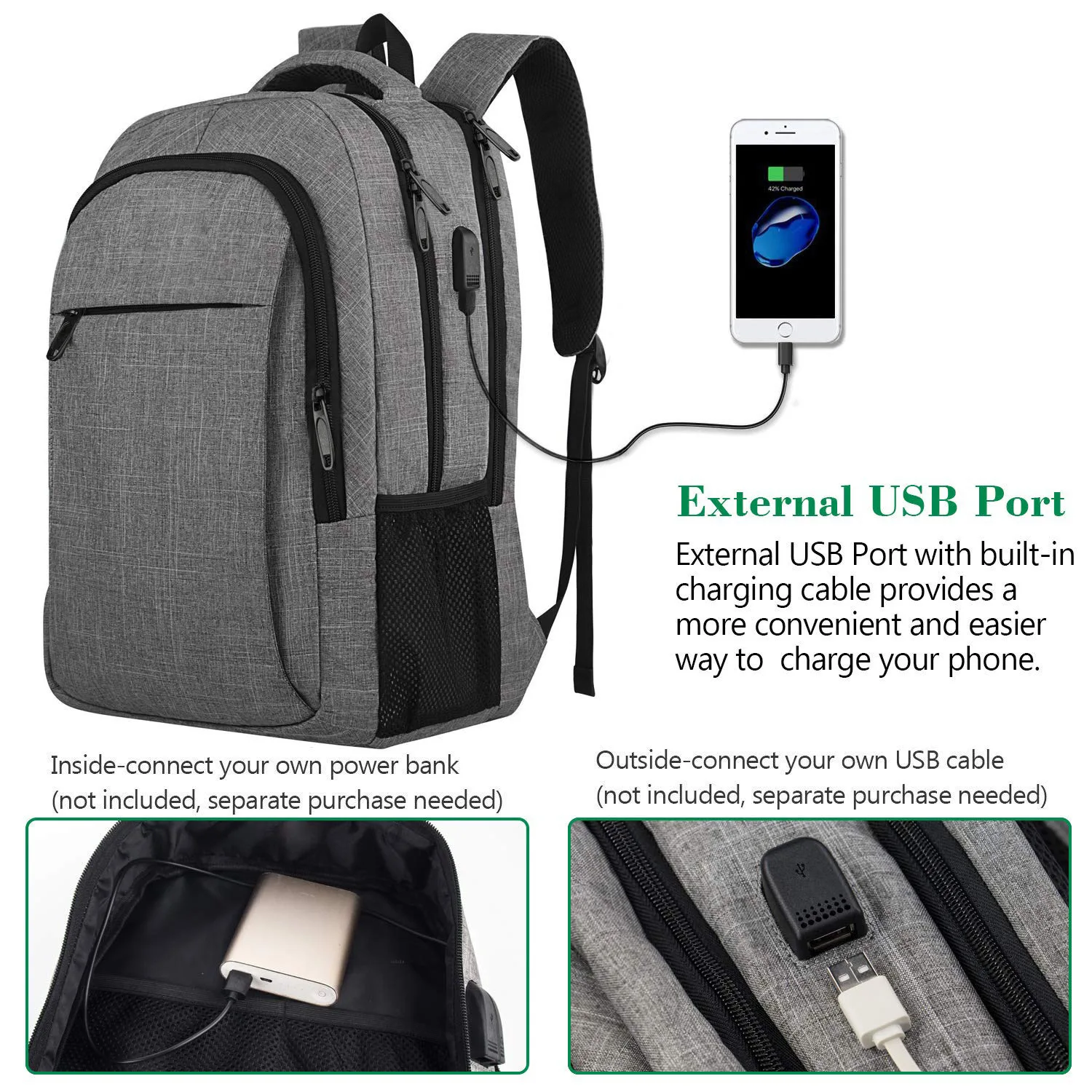 Large Travel Laptop Backpack, Business Anti Theft Slim Sturdy 18 Inch Laptops Waterproof Bag with USB Charging Port