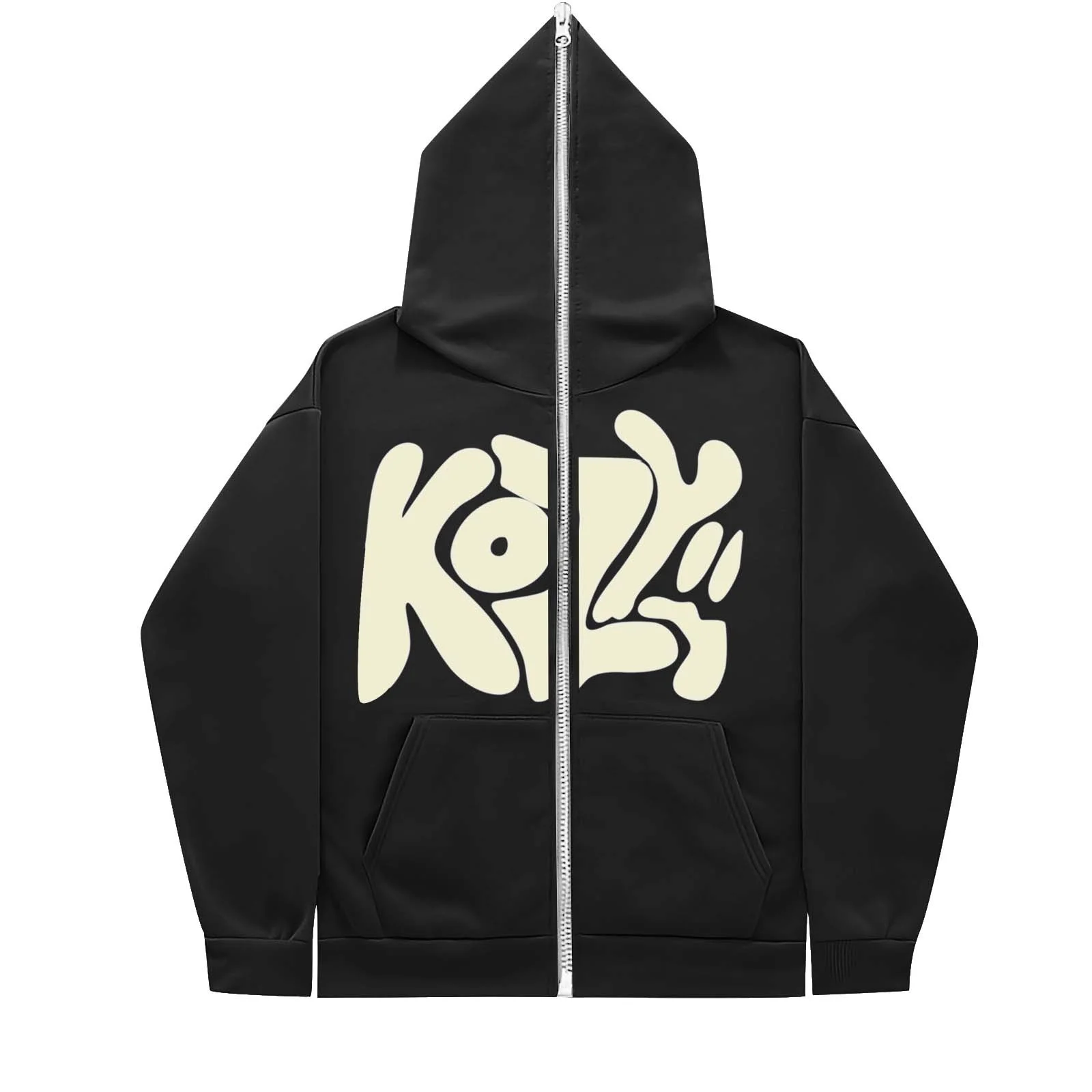 2024 New Product KOZY Letter Printed Zipper Hoodie Pattern Casual Coat