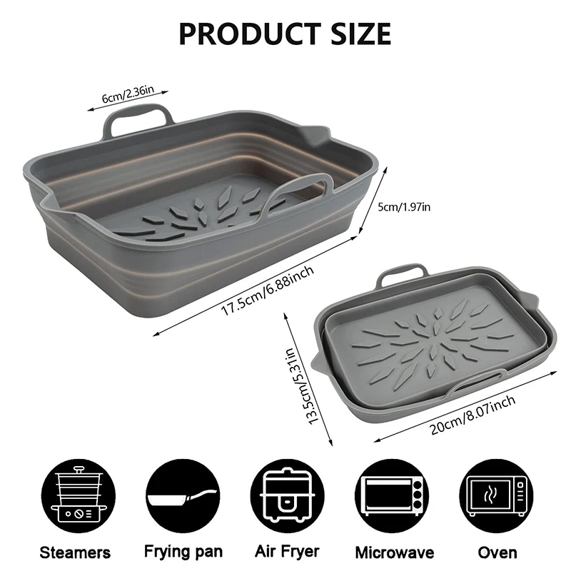 Silicone Tray for Air Fryer Oven Baking Tray Pizza Fried Chicken Airfryer Basket Reusable Pan Liner Mat Air Fryer Accessories