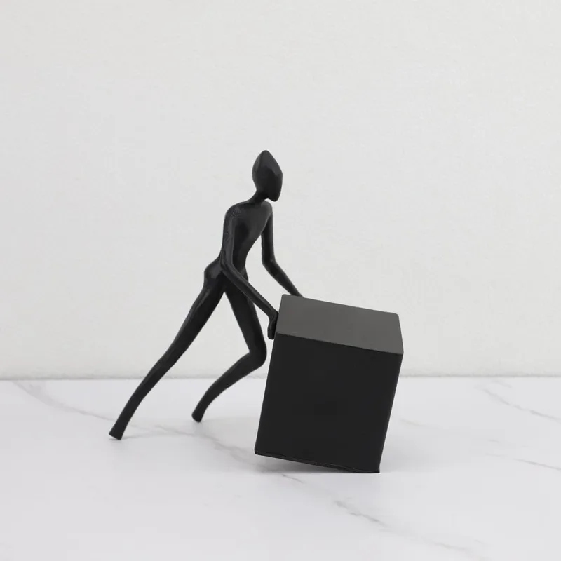 Creative Metal Abstract Human Sculpture Black Person Bedroom Study Ornament Living Room Decoration Art Home Decor Accessories