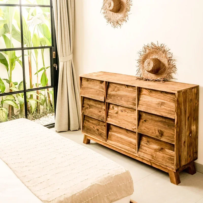 

Medieval solid wood storage cabinet Japanese-style old nine-chest cabinet dining side living room bedroom storage drawer cabinet