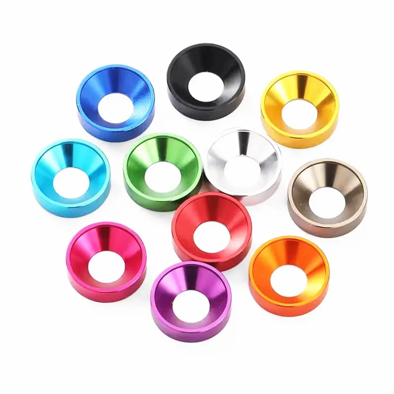 10pcs aluminum flat washer M2 M2.5 M3 M4 M5 M6 M8 colourful anodized Aluminum countersunk head washer Gasket for Screws Bolts