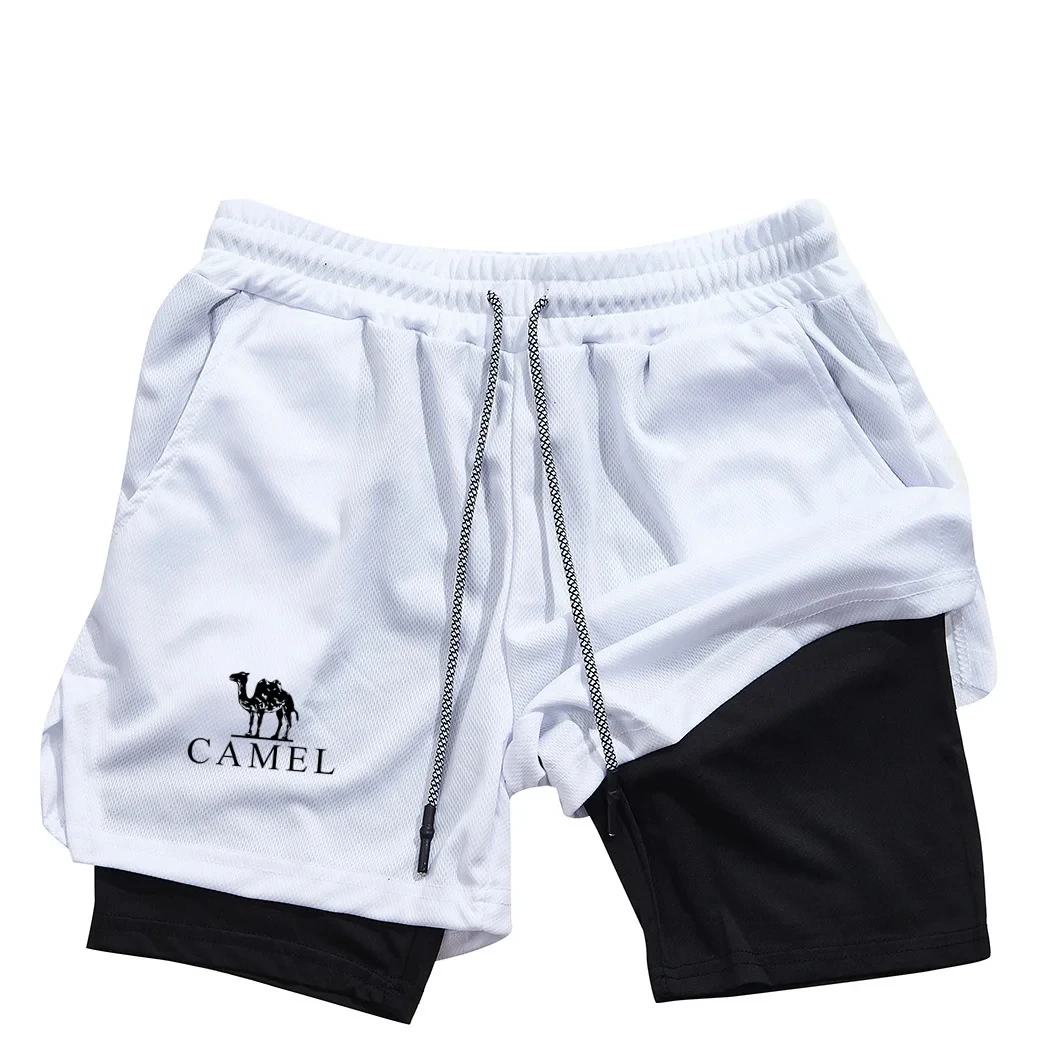 

Верблюжья спортивная одежда, шорты для фитнеса, мужские спортивные шорты с принтом, повседневные спортивные шорты для тренировок и бега, спортивные шорты 2-в-1