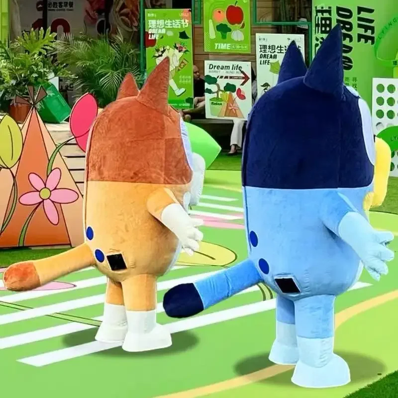 New Blue Dog Inflatable Costume Mascot for Adult Plush Furry Animal Halloween Carnival Dress Yellow Blue Dog Suit No Battery