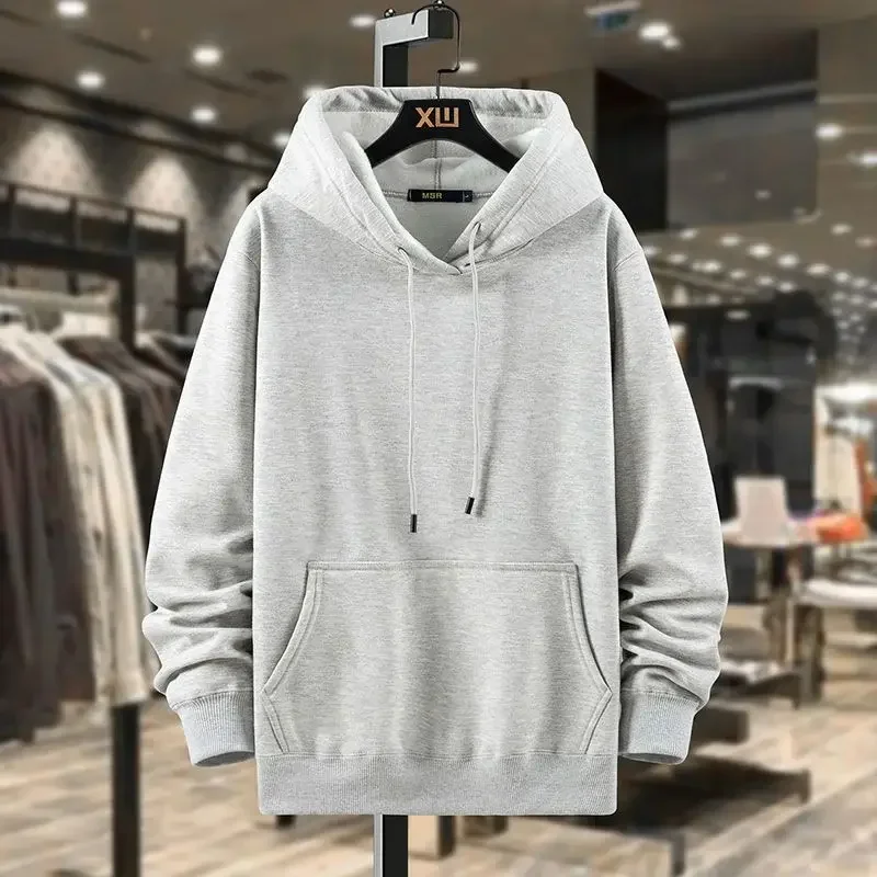 

Sweatshirt for Men No Logo White Solid Male Clothes Simple Hooded Hoodies Cotton Pastel Color Aesthetic Welcome Deal Designer S