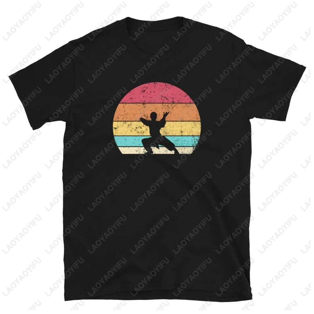 Retro Sunset Kung Fu Martial T-Shirt Casual Fashion Loose Harajuku Summer Man Streetwear Cotton Summer Women Clothing