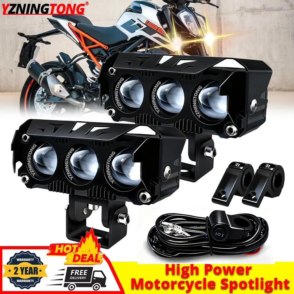 

Motorcycle Led Spotlight Dual Color Motorbike Projector Led Headlight 500W Fog Lamp Moto Auxiliary Headlamp 12V 24V for Kawasaki