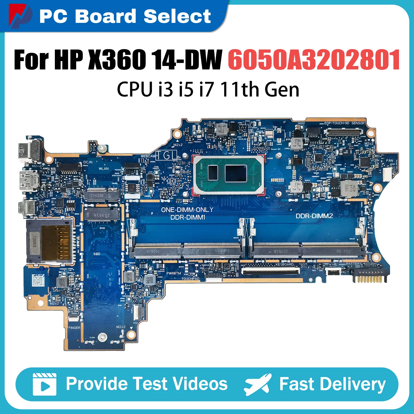 Computer Motherboard For HP X360 14-DW M21492-601 M21493-601 6050A3202801 Laptop Mainboard CPU I3 I5 I7 11th Gen