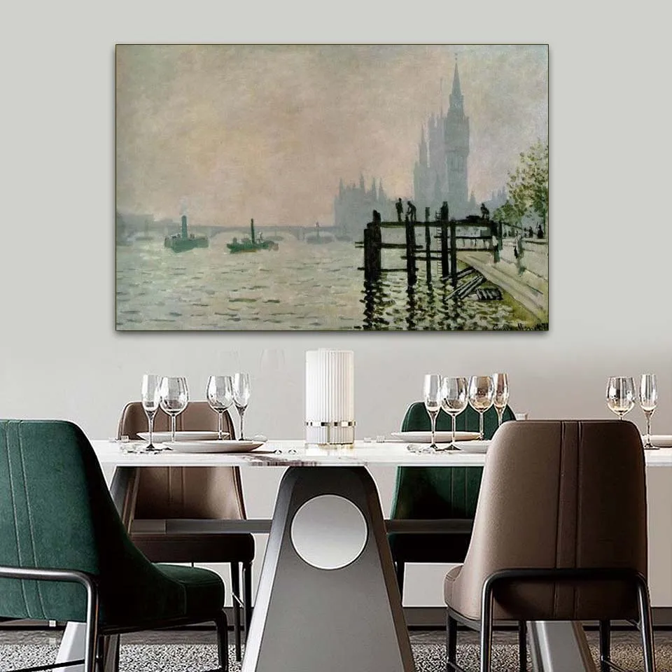 

Claude Monet oil painting,The Thames at Westminster,Impression landscape painting,Hand painted famous painting replica,Room deco