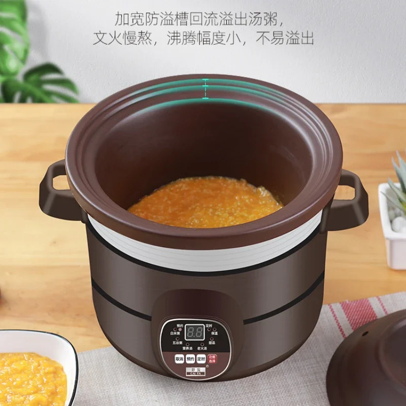 Olla eléctrica para estofado, olla automática para sopa, olla Congee, cazuela eléctrica para arena púrpura, olla para estofado, olla para conservar la salud