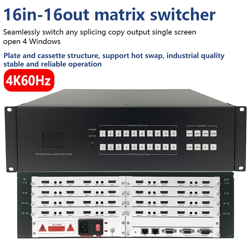 4K HD Matrix Switch 16 in 16 out 4K 30Hz or 60Hz multi video screen processor splicer HDCP Blu-ray 3D WEB/Panel/Remote Contro