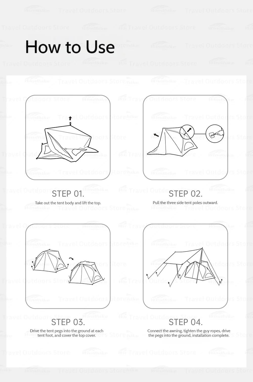 Naturehike Kabi Schnellöffnungs-Zelt für 4 Personen Klasse A Babyfreundlicher Stoff Silberbeschichtet Wasserdicht für Outdoor-Familien-Camping Park – Detail 22