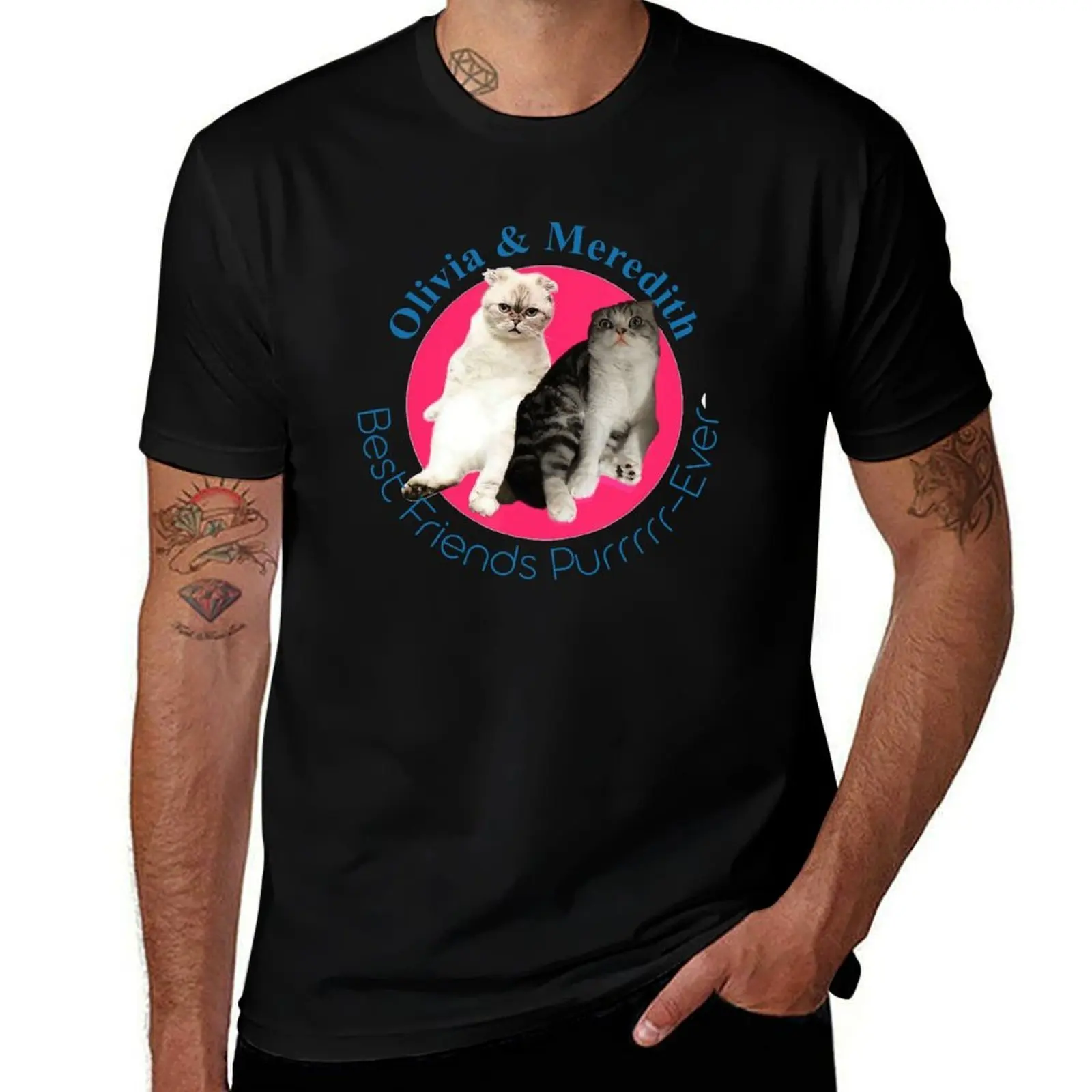Olivia and Meredith - Best Friends Purrever T-Shirt Minimalist Graphic Tee Shirt T-Shirt