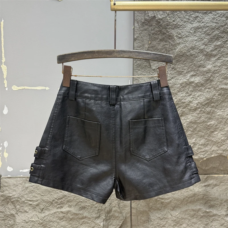 شارع العليا ملابس العمل الساخن فتاة بولي Leather السراويل الجلدية النساء ، 2025 الخريف الشتاء جديد تنوعا التخسيس ألف خط واسعة الساق التمهيد السراويل #3