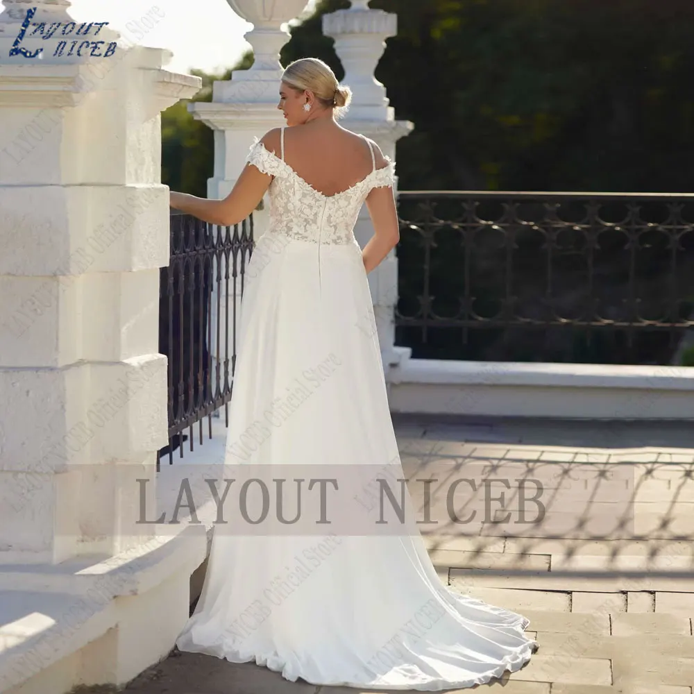 LAYOUT NICEB Off Shoulder Plus Size Wedding Dresses Appliques Backless Bride Gowns Back Zipper 2024 robe de mariée Custom Made