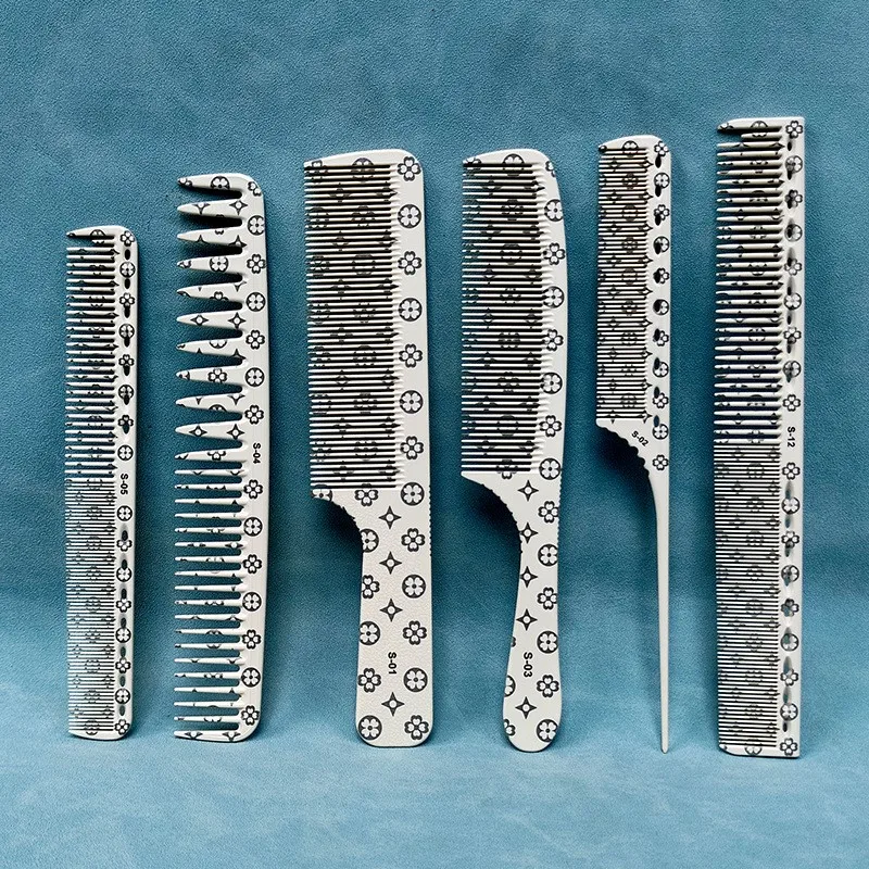 Men's Laser Carving Comb Barber's Special Flat Head Pointed Tail Comb Women's Long Hair Trimming Comb Hair Beauty Special Tools