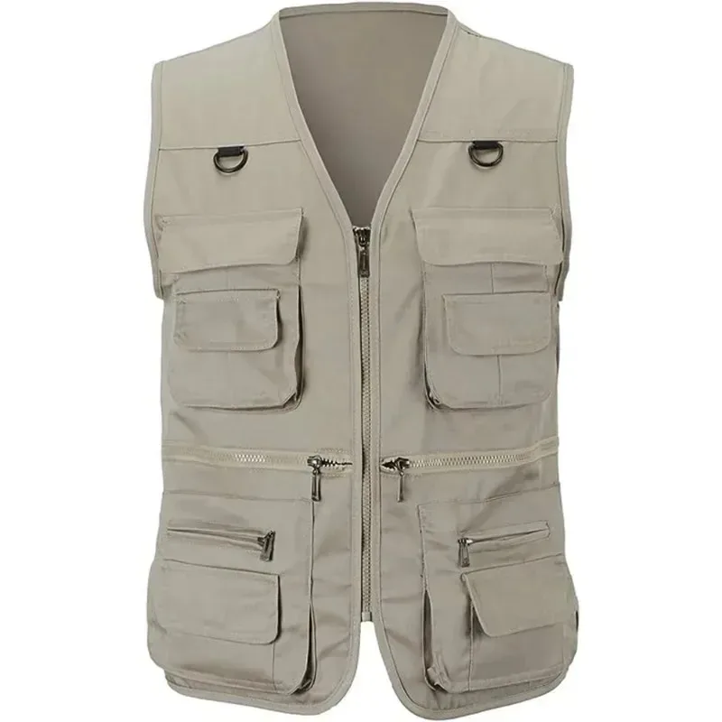 Spring Autumn Men's Fishing Vest Outdoor Multi-pocket Sleeveless Tactical Vest Hunting Hiking Travel Casual Waistcoat Jacket