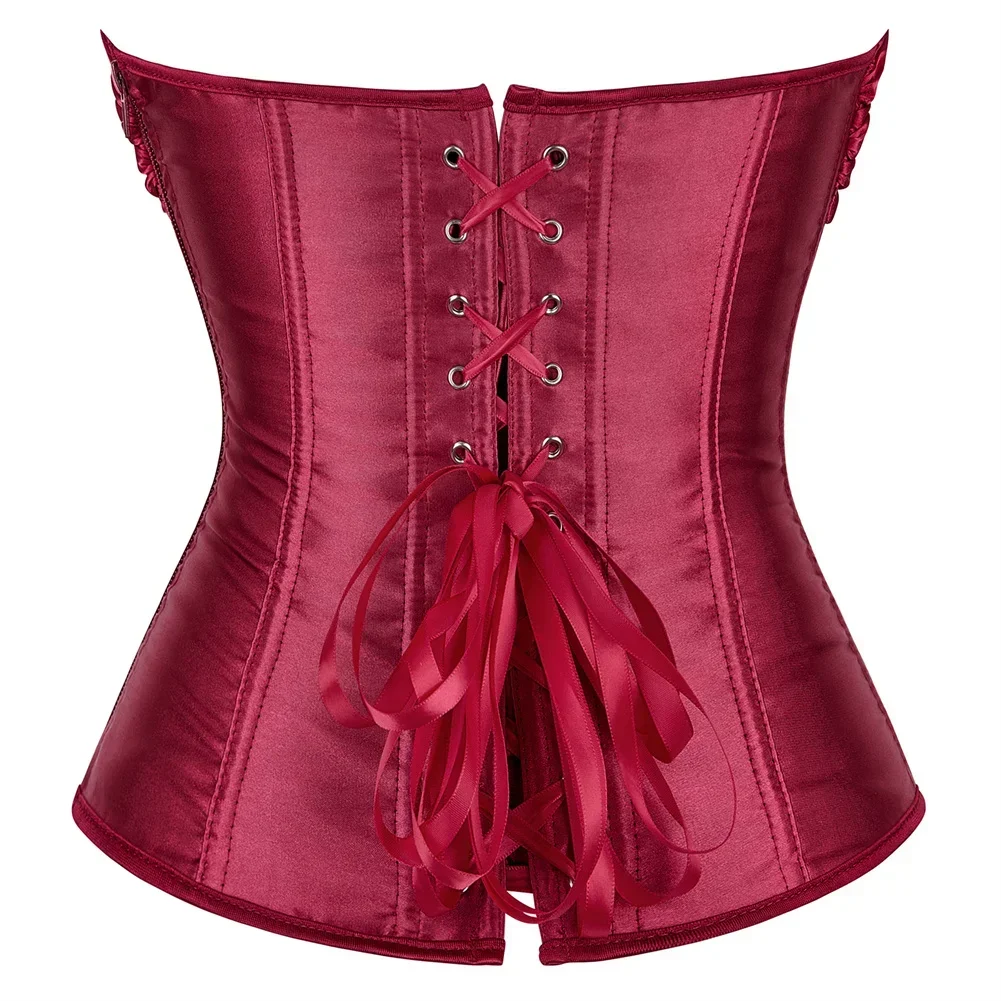 Woman Corset Vintage Satin Corsets Floral Lace Up Bustier Gothic Exotic Bustiers Romantic Bridal Outfit Medieval Party Costumes