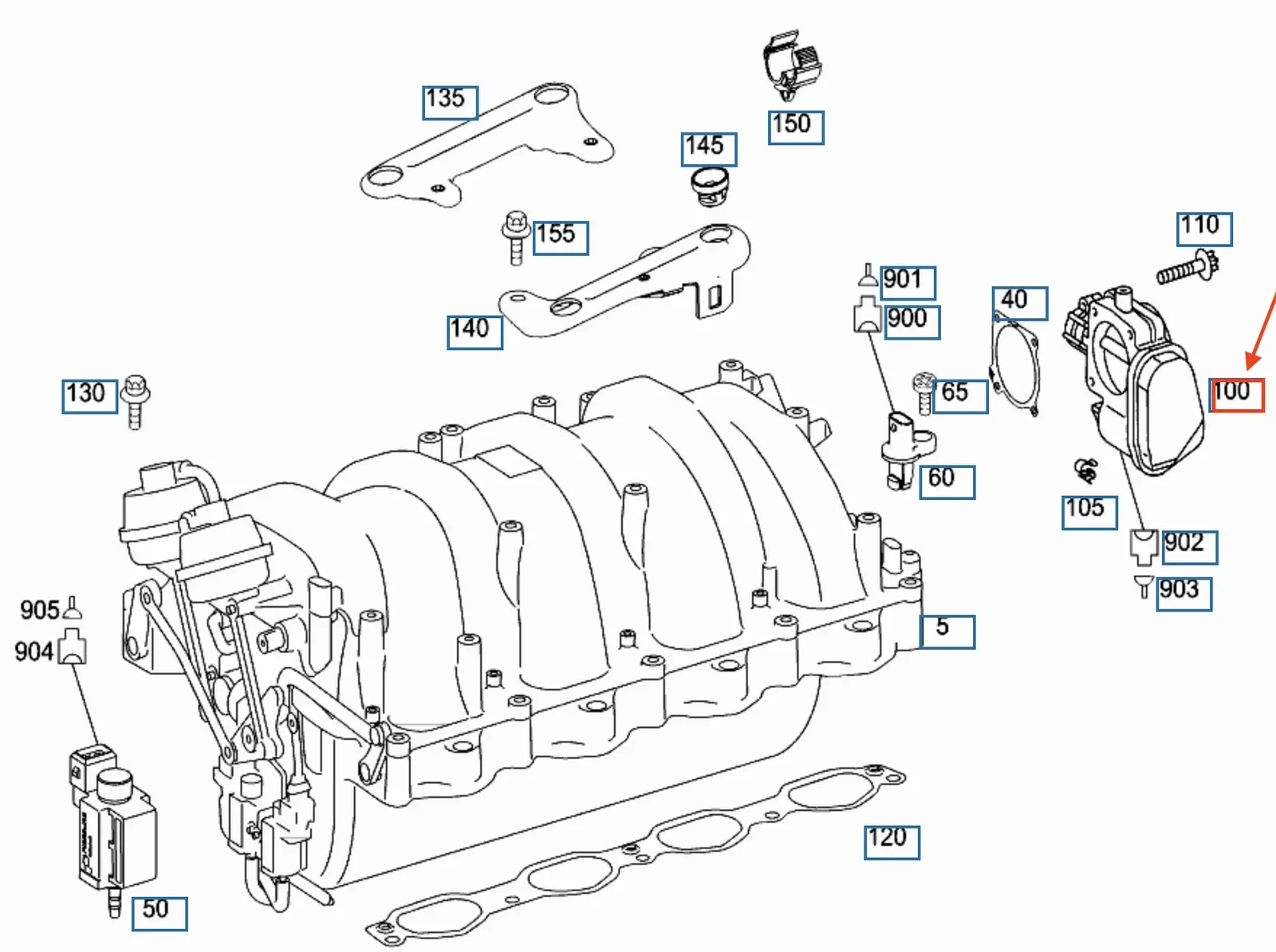 A2731410325  Throttle Valve Assembly For 07-11 Mercedes Benz Automotive Parts W219 CLS550 SL550 0280750182 Throttle Body