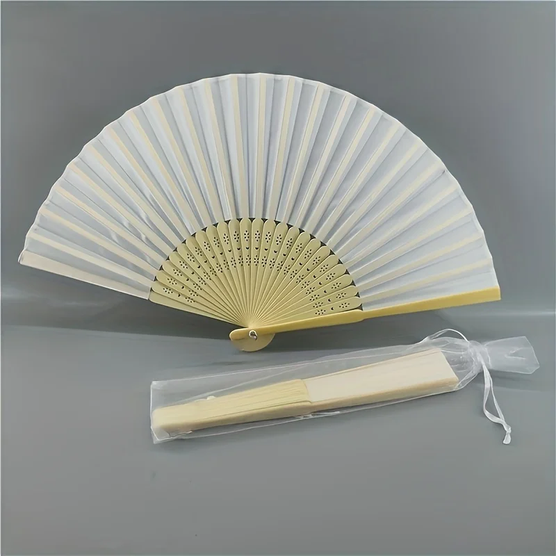 40/60pc Silk Bamboo Folding Fans Handheld Fans For Wedding Party Decoration With Lace Bag Bamboo Fans Foldable Folding Fans