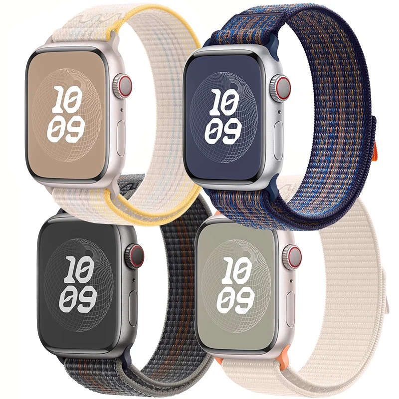 Tali Olahraga Lingkaran Nilon Desain Baru untuk Tali Jam Tangan Apple 49Mm Gelang IWatch S10 9 8 7 6 5 4 Se2 Ultra 2 46Mm 45Mm 44Mm 41Mm 42Mm