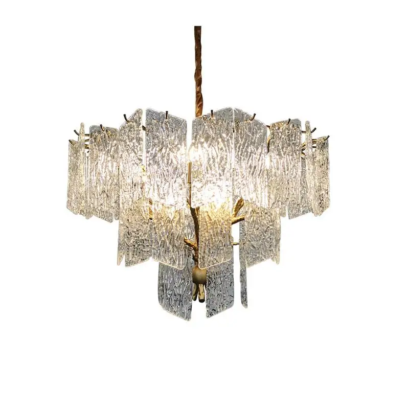 

Postmodern all-copper light luxury dining room chandelier, crystal lamp French luxury villa living room bedroom art glass lamp