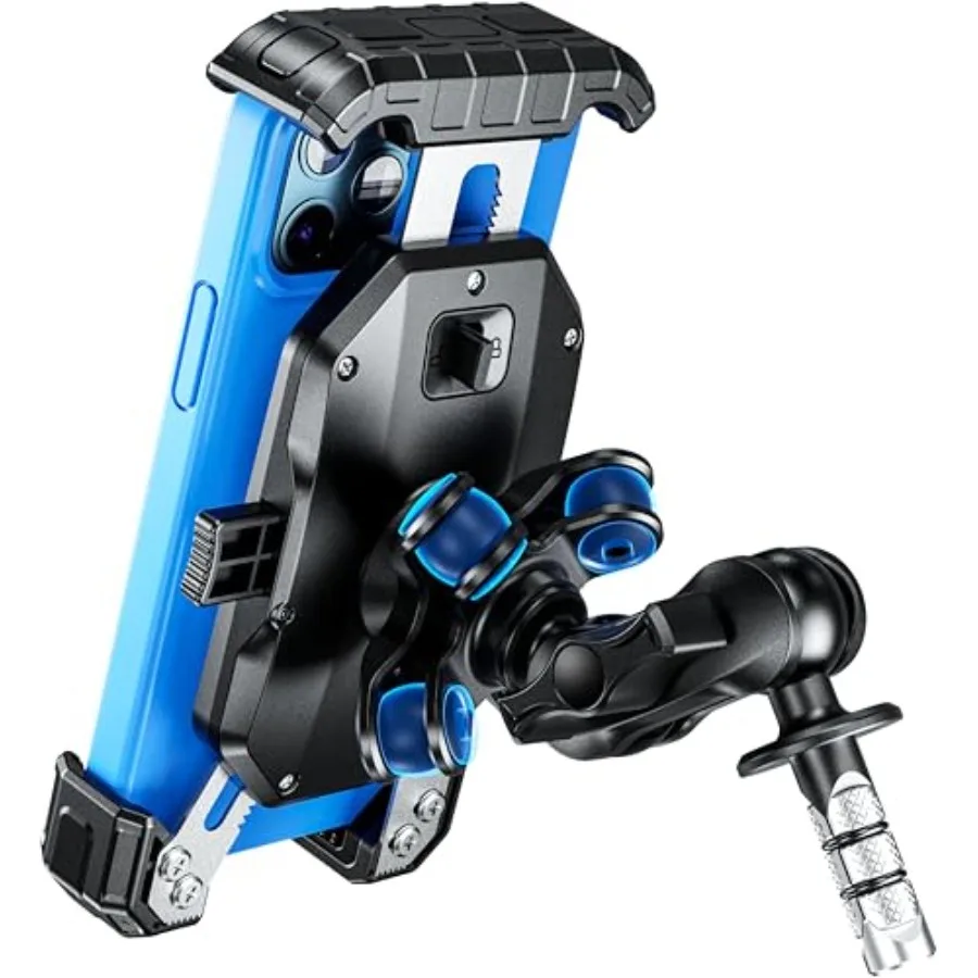 

Motorcycle Fork Stem Phone Mount Holer with Vibration Dampener, [No Scratches Camera] Anti-Theft Motorcycle Cell Phone Holder,