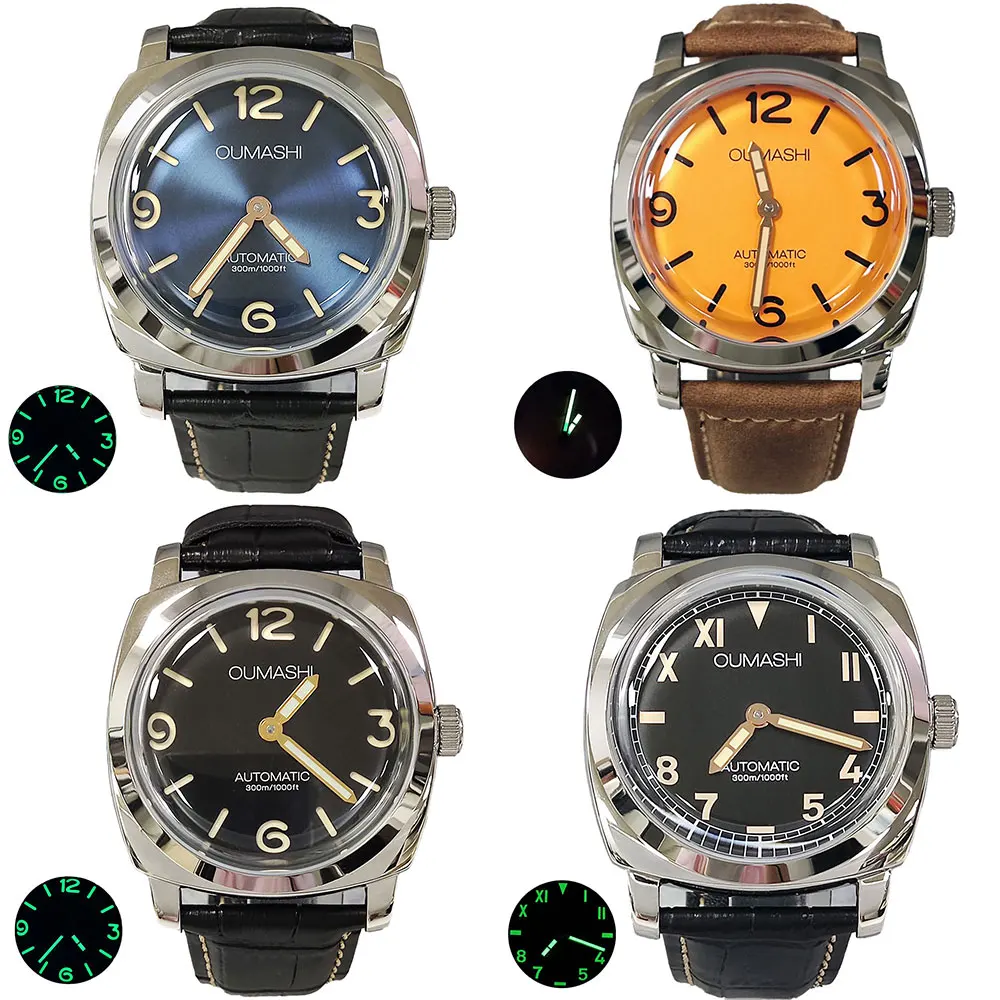 นาฬิกาข้อมือระบบไขลานด้วยมือ ขนาด 46 มม. ใช้กลไก Seagull ST3600 กระจกมิเนอรัลความแข็งแรงสูง ตัวเรือนสแตนเลสสตีล กันน้ำ