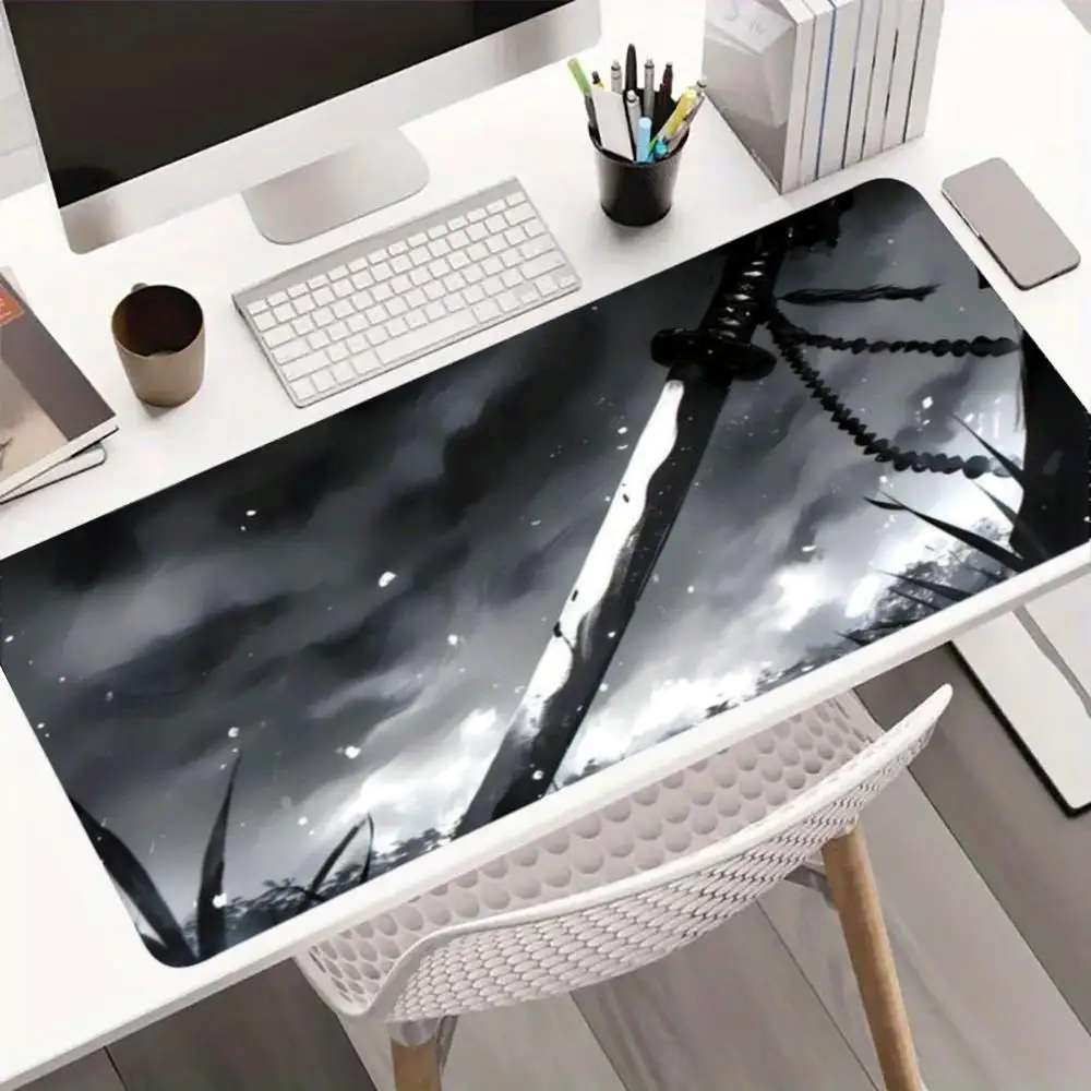 

Коврик для мыши Ink Wash Katana, большой коврик для компьютера и офиса, XXL, противоскользящий, HD, для игр, для клавиатуры и мыши, длинный настольный коврик