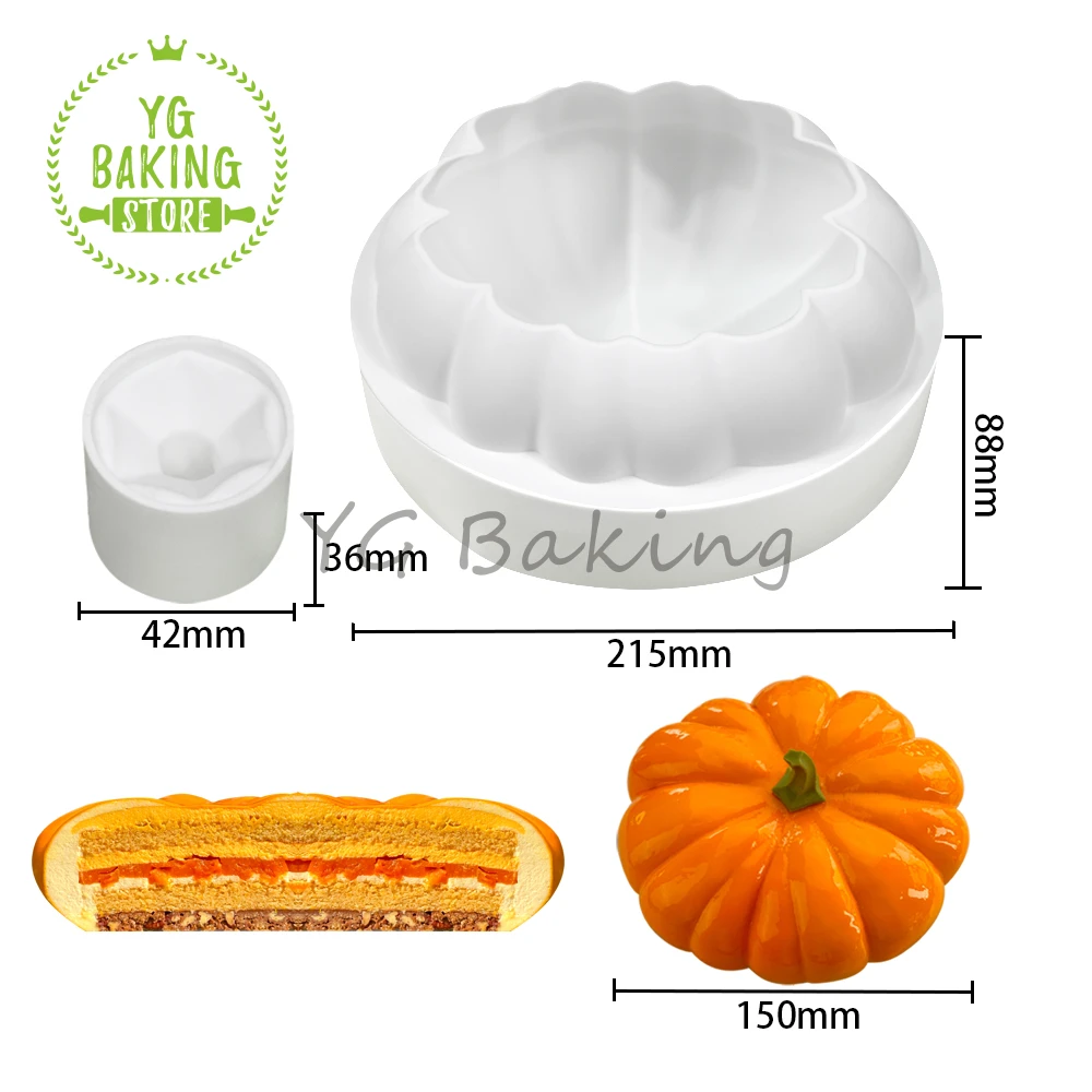 Dorica 2pcs/set 3D Pumpkin Design Chocolate Mousse Mould DIY Pudding Dessert Silicone Mold Cake Decorating Tool Kitchen Bakeware